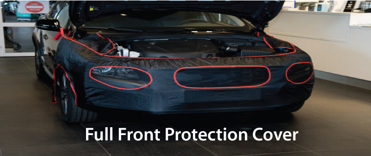 Full Front Car Protector (Car Bra) | Black Fabric | Black or Red Trim | Stone Chip Shield