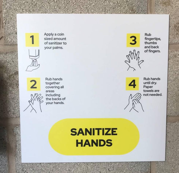 Hand Sanitizer Instruction Backboard - 460mm x 460mm - Machine Spares Shop